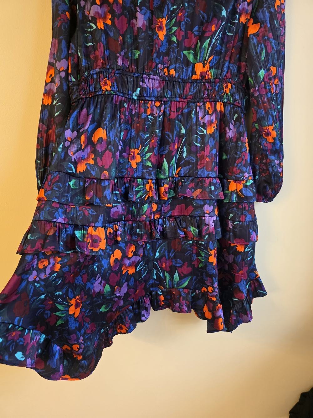 The Pioneer Woman Tiered Ruffle Mini Dress Floral Blue Orange Size Large - Picture 11 of 11